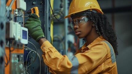 Sticker - A Female Electrician at Work