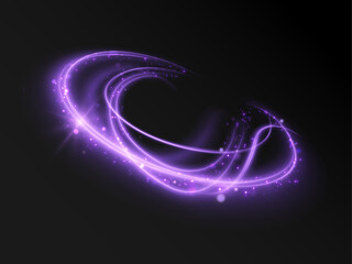 Fototapete - Shiny purple glowing sparkling spiral with magic vector effect of magic sparkling dust particles. A light painting illustrating the movement of energy.	

