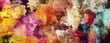 texturen malerei abstrakt farben formen striche hintergrund gold rot cyan banner wandbild