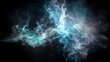 © linen - Dramatic explosion of blue and red glowing smoke clouds in dark atmospheric space