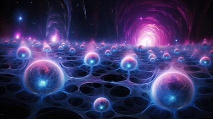 Wall Mural - Cosmic wave formation with radiant bursts of sapphire