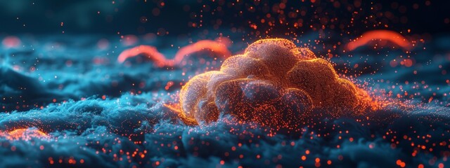 Wall Mural - AI-Driven Cloud Computing Floating Digital Islands in Connected Sky Network Data Exchange Processing