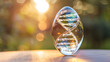 Arzt, Wissenschaftler oder Forscher für Gentechnik oder Genetik hält Reagenzglas mit DNA Doppelhelix 