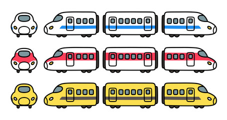 Sticker - High speed bullet train cartoon doodle set