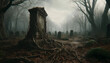 © deeplek - a neglected and overgrown gravesite in a gloomy forest clearing