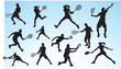 © Pro Silhouettes - Tennis player silhouette. Set of male and female tennis players collection.