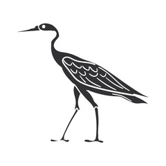 Sticker - Crane Icon Silhouette Illustration. Bird Vector Graphic Pictogram Symbol Clip Art. Doodle Sketch Black Sign.