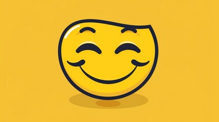 Wall Mural - Smile wink icon template design. Smiling emoticon vector logo on yellow background. Emoji joy in line art style illustration. World Smile Day, October 4th bannerWorld Laughter Day