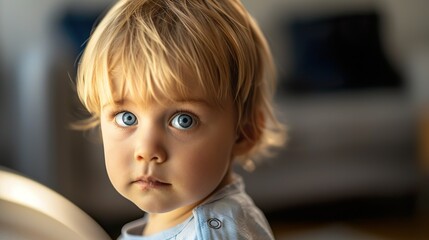 Portrait of a cute baby with blue eyes