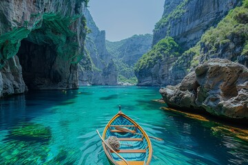 Boat Floating on Body of Water