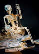 A picture of a funny skeleton with lots of dollar bills and a light bulb to convey high energy prices. The image has space for text