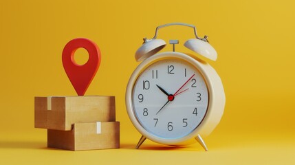 Wall Mural - The Alarm Clock and Location Pin