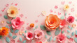 Paper Flowers and Butterflies Adorning Pink Background