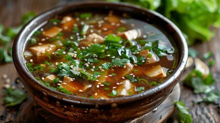 Sticker - Bowl of soup with tofu and greens