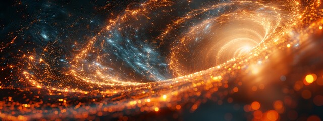 Wall Mural - quantum computing breakthrough visualization: qubits in dynamic swirling digital vortex in futuristi