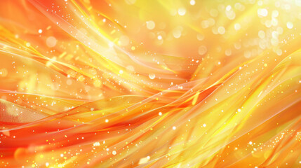 Fototapete - Vibrant orange and yellow hues with sparkling bokeh, depicting dynamic motion