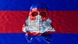 Ruby and Sapphire Skull Merging with Angkor Wat Silhouette on Cambodia Flag
