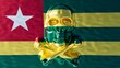 Gleaming Golden Skull Melded with the Stripes and Star of Togo Flag