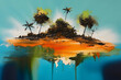 Isolated Island Iota, abstract landscape art, painting background, wallpaper, generative ai