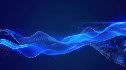 Wall Mural - Background of abstract lines that form waves on a dark blue background.