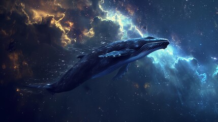 Wall Mural - Cosmic Whale in Space Generative AI