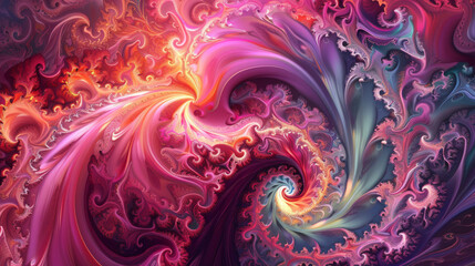 Aufkleber - Colorful digital artwork featuring intricate fractal designs with a swirling pattern