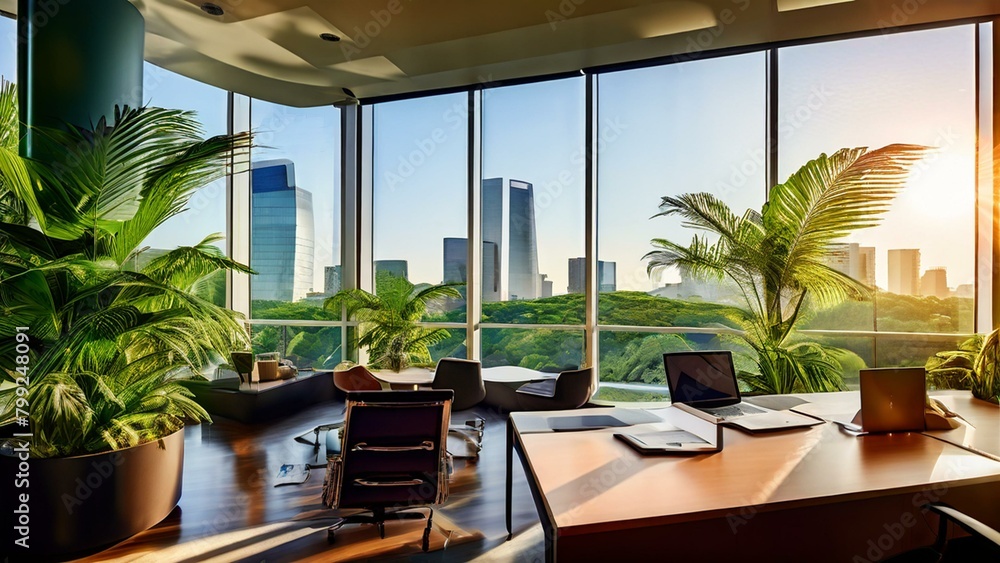 Cinematic summer themed business office wallpaper elegant 4k aesthetic
