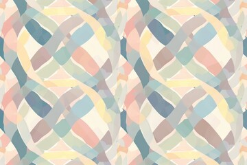 Wall Mural - Seamless pattern of interlocking geometric shapes in pastel tones