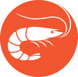 Shrimp logo. Isolated shrimp on white background. Prawns outline