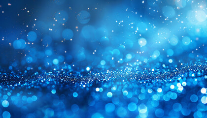 Steel Blue Glitter Defocused Abstract Twinkly Lights Background, glowing blurred lights in cool steel blue hues.