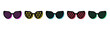 Isolated retro black sunglasses icon set, vector stickers. Fashion glasses, glamour spectacles, crazy party eyewear. Textured sunglass set, retro design elements for style ads, party and pop culture