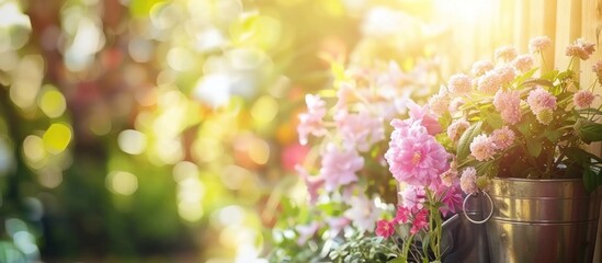 Canvas Print - Beautiful flower plants planted in the home garden