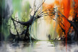 Isolation in the Seclusion, abstract landscape art, painting background, wallpaper, generative ai