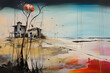 Abandoned Beachside Bereavement, abstract landscape art, painting background, wallpaper, generative ai