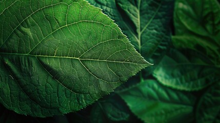 Canvas Print - Green leaf with vein structure in eco friendly texture