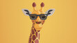 Animated cartoon character with giraffe wearing sunglasses , animals  illustration, good for cards and prints.