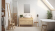 © Jaroon - Interior of a modern Scandinavian bathroom.