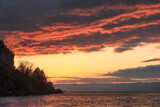 Fototapeta Dziecięca - Abendhimmel über dem Genfer See; Blick von Locum nach Westen