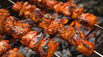 Canvas Print - Grill with chicken skewers