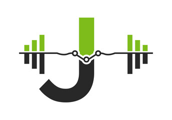 Wall Mural - Initial Letter J Fitness Logo Concept With Dumbbell Icon. Gym Symbol