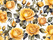 Yellow Roses pattern Watercolor floral pattern tiles White Background
