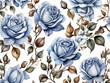 Light Blue Roses pattern Watercolor floral pattern tiles White Background