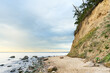 The most famous cliff on the Polish coast in Gdynia-Orlowo during the sunset	