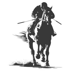 Wall Mural - Silhouette horse racing sport single man black color only