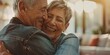 © LukaszDesign - Seniors hug and smile at home for love, loyalty, and retirement bliss in marriage. Mature man, woman, or embrace for thankfulness, peace, wellness, and kindness in family home
