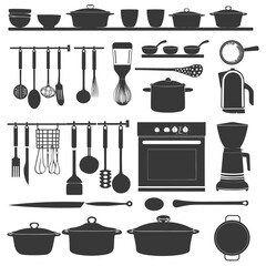 Silhouette kitchen at home equipment black color only