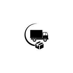 Sticker - Delivery truck with box icon isolated on white background