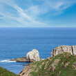 Rocks near Silencio beach (Spain). Atlantic Ocean coastline landscape.