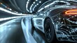 Autonomous smart car scans road for safe navigation. Concept Autonomous Vehicles, Smart Technology, Road Safety, Navigation Systems, Artificial Intelligence