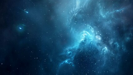 animated blue galaxy background in the night sky. looping time-lapse video